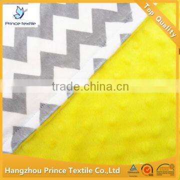 Grey Chevron With Yellow Dots Trimed 10pcs MOQ Baby Blanket