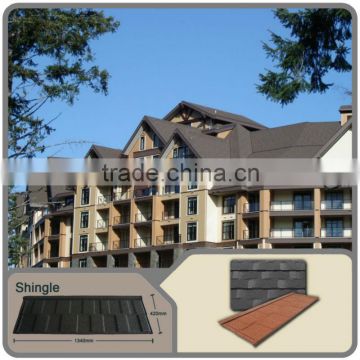 low price color stone coated corrugated steel roofing shingles/sand coated steel shingles/stone chip coated metal roof shigles