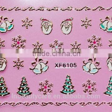 Christmas Xmas Nail Art Stickers 3D Design Snowflake Santa Claus Tips Decal Gift