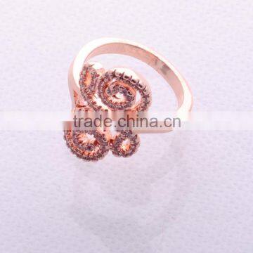New Design Sale Top Rose Gold Plated Flower Crystal Rings for Women//