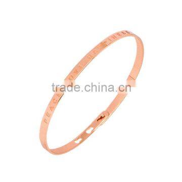 Memories Bangles With Customize Design Word 'PEACE LOVE HAPINESS' With 4mm/7mm Width photo-2