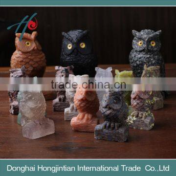 Natural Jasper Gemstone Carved Owl Carving Different Colors