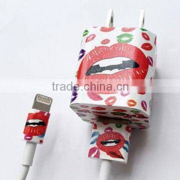 Custom designs vinyl iPhone charger sticker wrap charger label stickers manufacturer