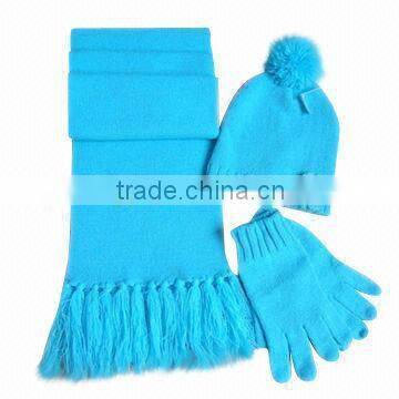 wholesale adult knit beanie scarf and glove