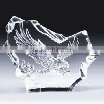 2013 newest Design 3D laser crystal iceberg with eagle for office decorations