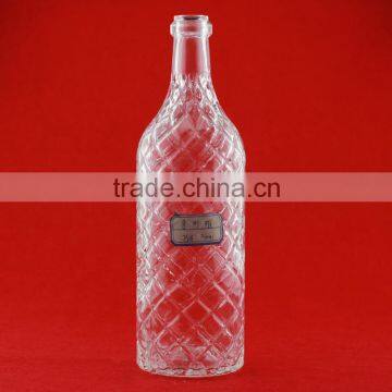 Hot-selling sex engarevd diamond bottles 750ml carboy heigh flint bottles long neck thin bottles