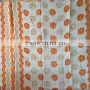 Handmade Indian Kantha embroidered sari quilt bed cover throwt