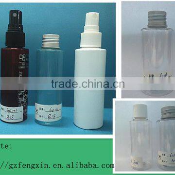 personal care screen printing 2oz 60ml pet plastic bottle with aluminium cap for skin care liquid water use