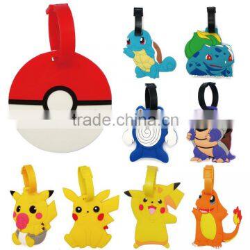 Silicone pokemon luggage tag/soft pvc rubber luggage tag