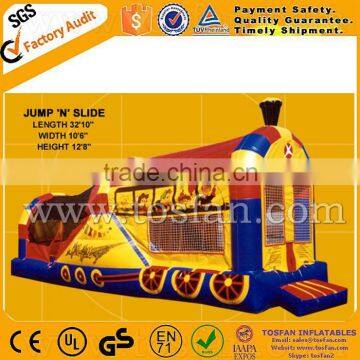 inflatable bouncy train combo,jump n slide A3074