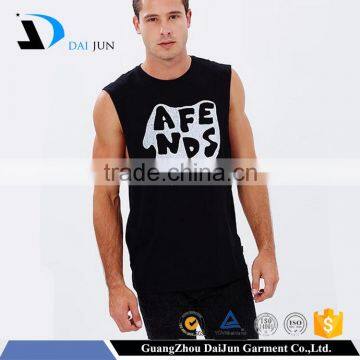 Daijun OEM wholesale black dri fit 100% cotton men printing bodybuilding tank top