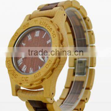 2016 Fashion Mens Bamboo Wood Watch Quartz Wooden Watch Auto Date Man Watch