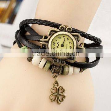 In Stock New Arrival 8 Colors Quartz Women Dress Watchs Wrap Clover Elegant Leather Watch