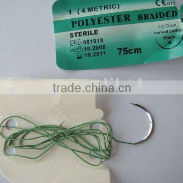 polyester surgical sutures with needle-factory with CE/ISO