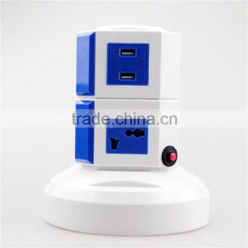 ME-S2 2 Layer CE Approved 220V Mult Vertical Desktop Tower Plug Socket With 2 Usb Port and 1 Meter Power Line for Home/office photo-3