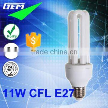 China Supplier 8000Hours (=60W) T3 Full Spiral 3U 11 Watts CFL Lamp E27