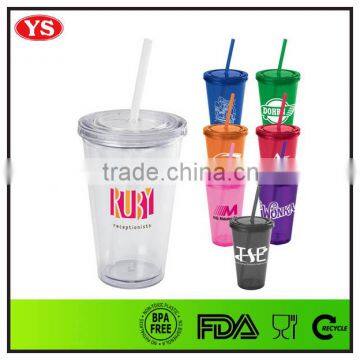 Best Selling Products 16 oz Double Wall Plastic Cup With Straw for Beverage