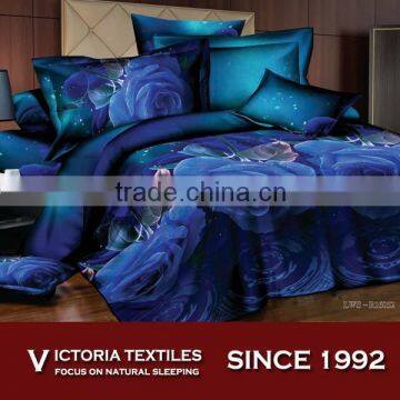 classic blue rose super soft micro fiber bed comforter cover sets 4pcs