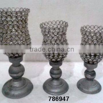 Aluminum,Iron & Glass Crystal Chimney Votive T-Light Candle Holder photo-6