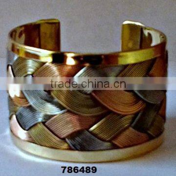 Indian Brass Trimetal Fashion Bangle Bracelet Weaved