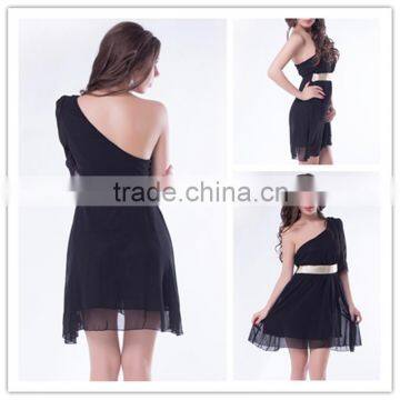 Professional Printed 2015 Latest Fashion Plus Size Short Fat Women Dress Made In Chiffon