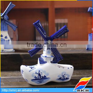 wholesale blue and white windmill design building model