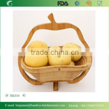 BK010/Hot Sale Exquisite Folding Pear Shape Bamboo Basket For Decoration