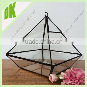 Black Metal and Glass Pyramid Shape Terrarium // Home & Garden decoration Gothic Style Small Indoor terrarium glass plant house