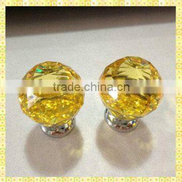 Wholesael Cheap Diamond Yellow Crystal Door Knobs For Bedroom Puller Decoration