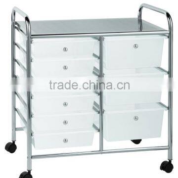 9 Drawer Chrome Rolling Storage Cart furniture office clear plastic box