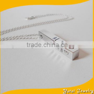 China facotry custom necklace, silver hand stamped aluminum bar necklace, personalised/ message / family necklace(AN-008)