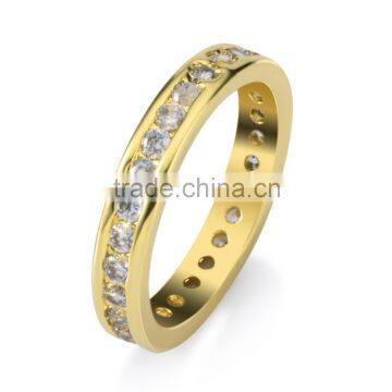 2016 Alibaba 18k yellow gold plated ring prong setting AAA+ cubic zirconia unisex jewelry