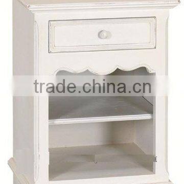 Shabby Chic Furniture Bedside Table Open Shelf and Drawer White Furniture Night Lamp photo-2