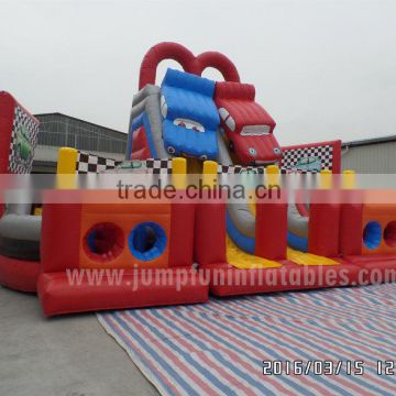 inflatable slide cars 2016 big inflatable fun city inflatable slide and Obstacle course 2 lane sliders