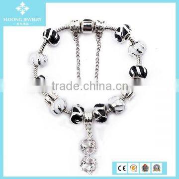 High Quality 925 Sterling Silver men's Crystal Charm Bracelet