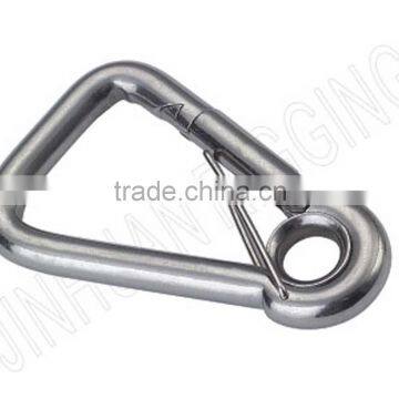 stainless steel oblique angle snap hook with lock eyelet