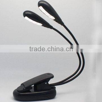 LED Book Light With Dual Head and 8 LED Bulbs USB Travel Light 2 Level Brightness