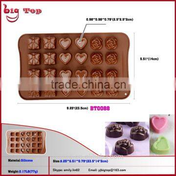 BT0088 New 24 Holes Silicone Chocolate Molds For Rose Gift And Heart Shape Chocolate Mould