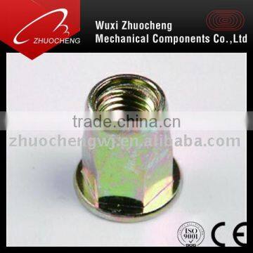 Hot sale yellow zinc plated Hexagon rivet nut with with ISO certification