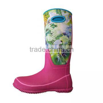 Ladies Vintage Long Patterned Rubber Boots