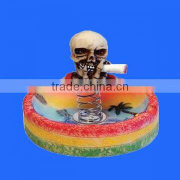 2016 New Design Skeleton Skull Head Resin Bobblehead Ashtray