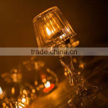 Table Lamp Shape Glass Candlestick, Noble and Elegant Desk Lamp Shaped Candle Holder photo-6