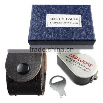 Mini 30X Jeweler Loupe Magnifier + LED & UV Light 21mm Lens Jewel Identifier Tool photo-2
