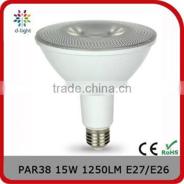 PAR38 1250lm 15w equal to 120w E27 PC and Aluminum high power led cob light