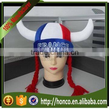 Dense velvet france football fans girl cap/french fans girl hat