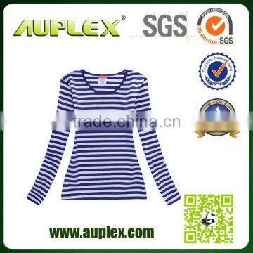 2015 New Fashion Wholesale Black and White Stripe T-shirt Flat Knit Mens Blue Yellow Stripe T-shirt photo-3
