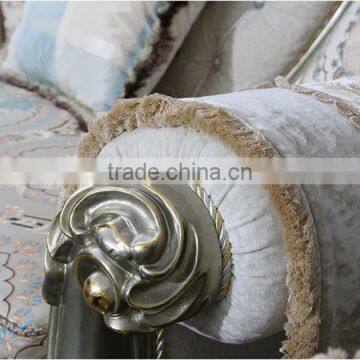French Royal Champagne Gold Wooden Upholstery Sofa Set, Villa 1+2+3 Sofa Furniture(MOQ=1 SET) photo-4