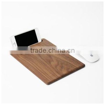 Solid Wood Mouse Pad with Mobile Phone Holder High Quality Black Walnut Mouse Mat with Pad Holder Groove