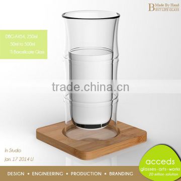 Eco-Friendly Wholesale Double Layer Soda Drinking Glass Cup