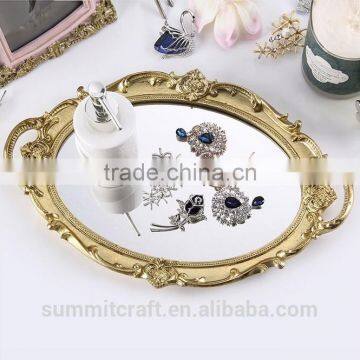 Fashion antique resin oval jewelry mirror tray